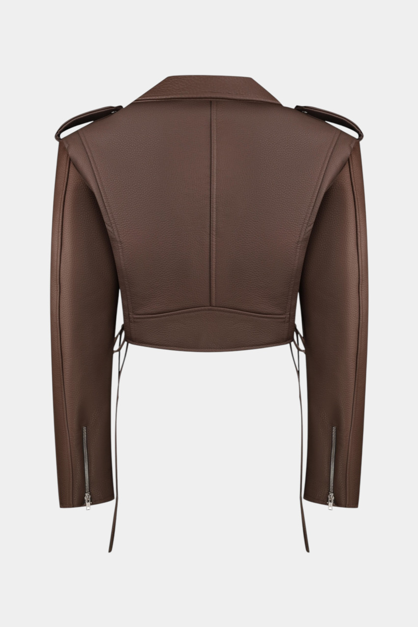 Коричневая куртка-косуха 866 LACY HEARTS