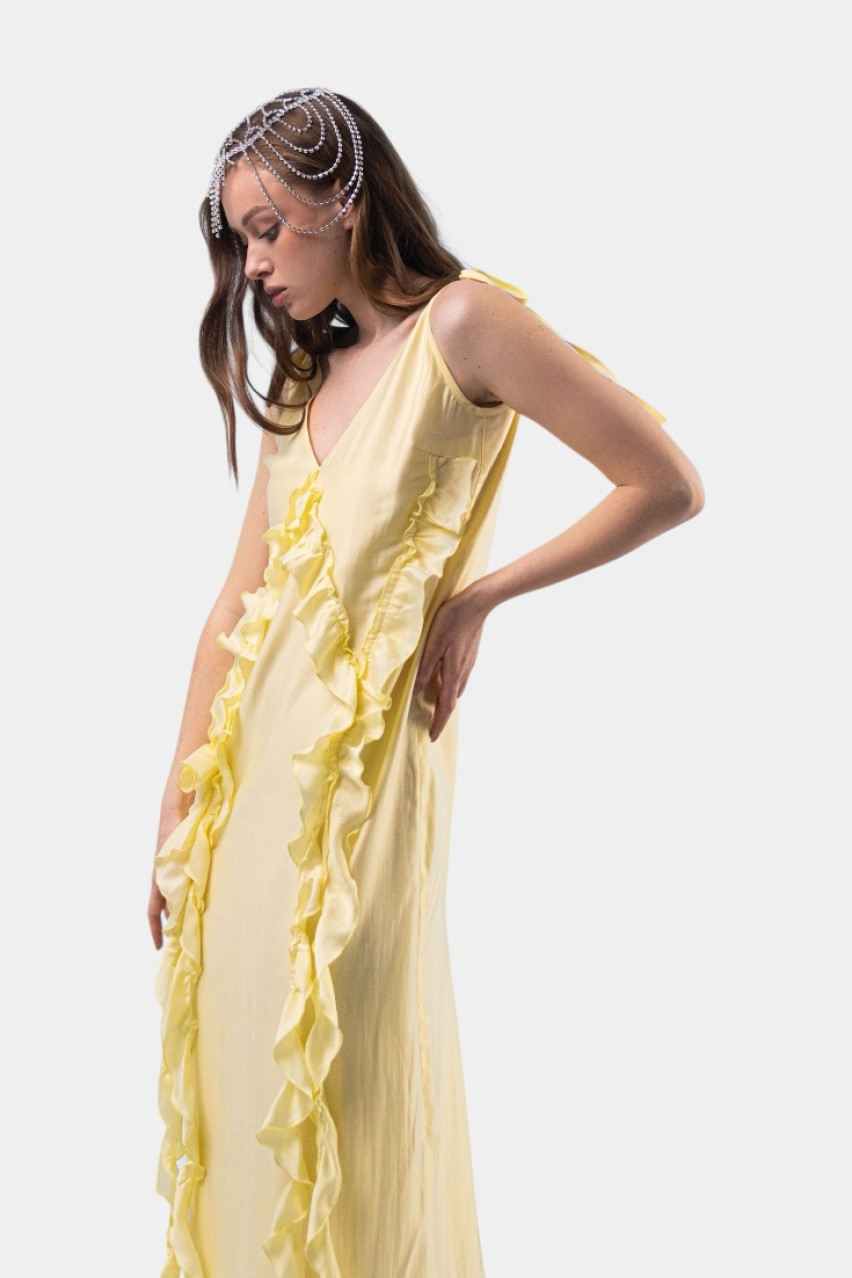 Желтое платье Fiesta в стиле бохо LALOCA