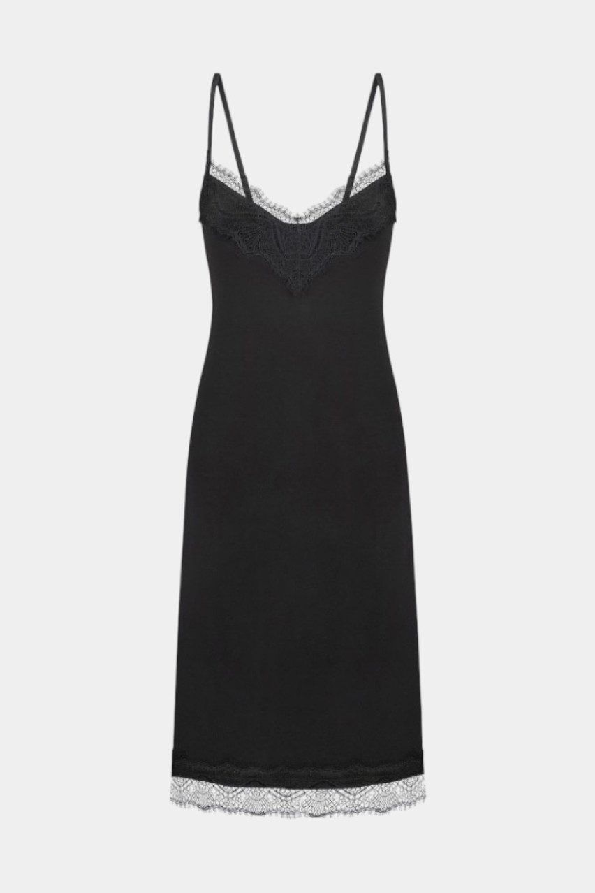 Черное платье Amber с кружевом LALOCA