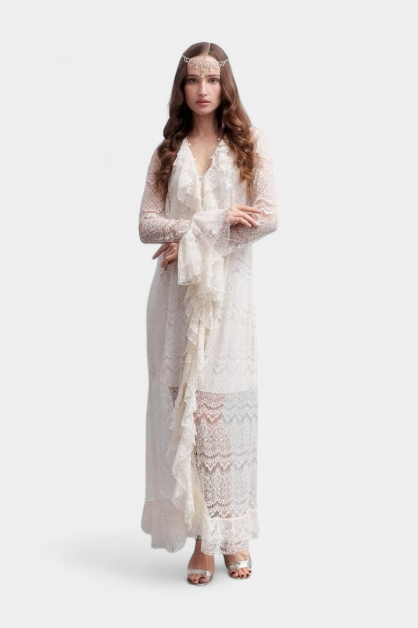 Молочна мереживна сукня Bella LALOCA