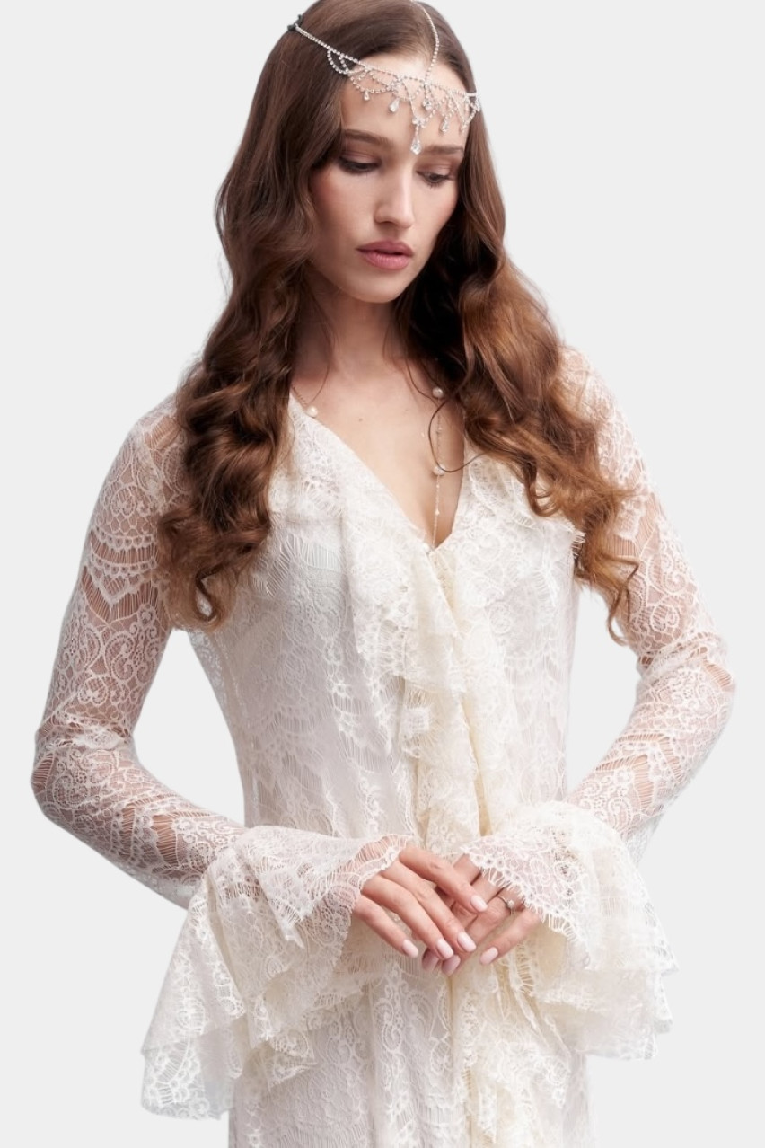 Молочна мереживна сукня Bella LALOCA