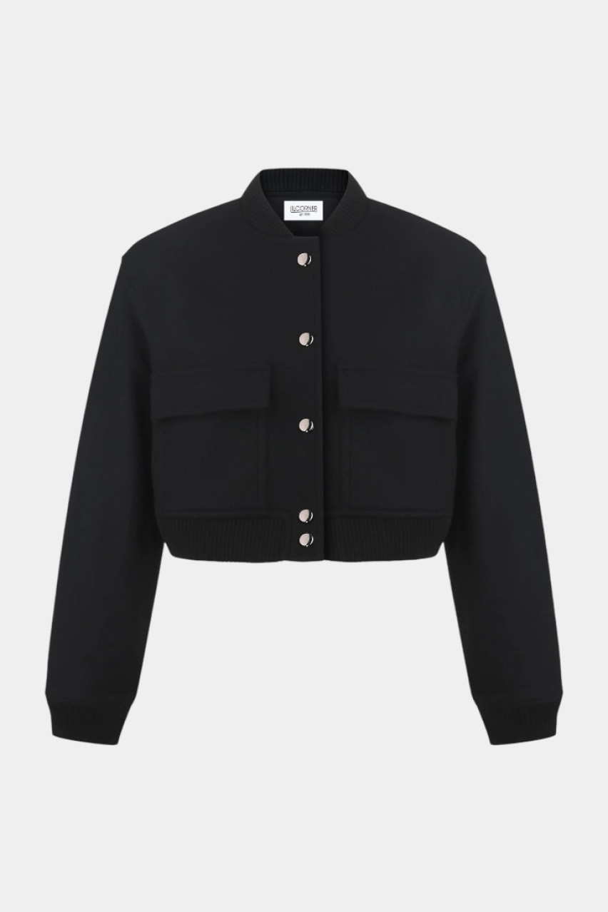 Чорний вкорочений бомбер на кнопках LILCORNER