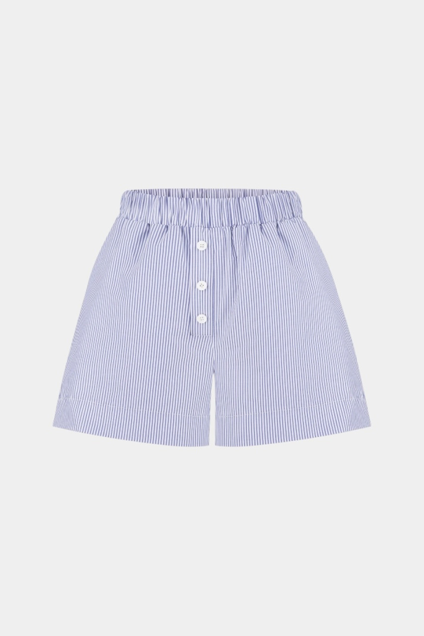 Блакитний костюм у піжамному стилі з сорочкою та шортами LILCORNER