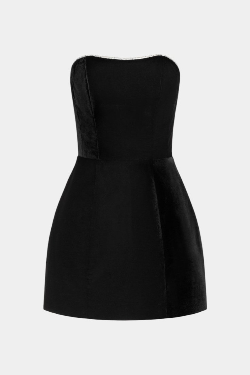 Чорна сукня з оксамиту зі стразовою стрічкою 167 LILI MAGER