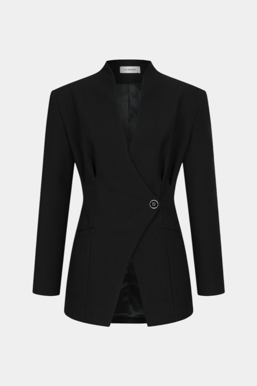 Чорний подовжений асиметричний жакет 164 LILI MAGER