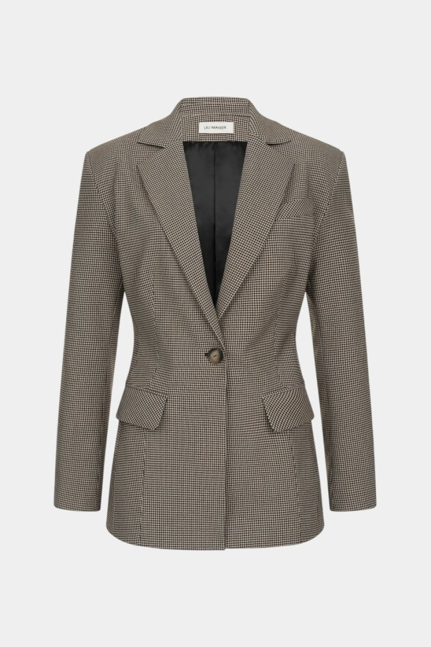 Коричневый жакет в клетку 151 LILI MAGER
