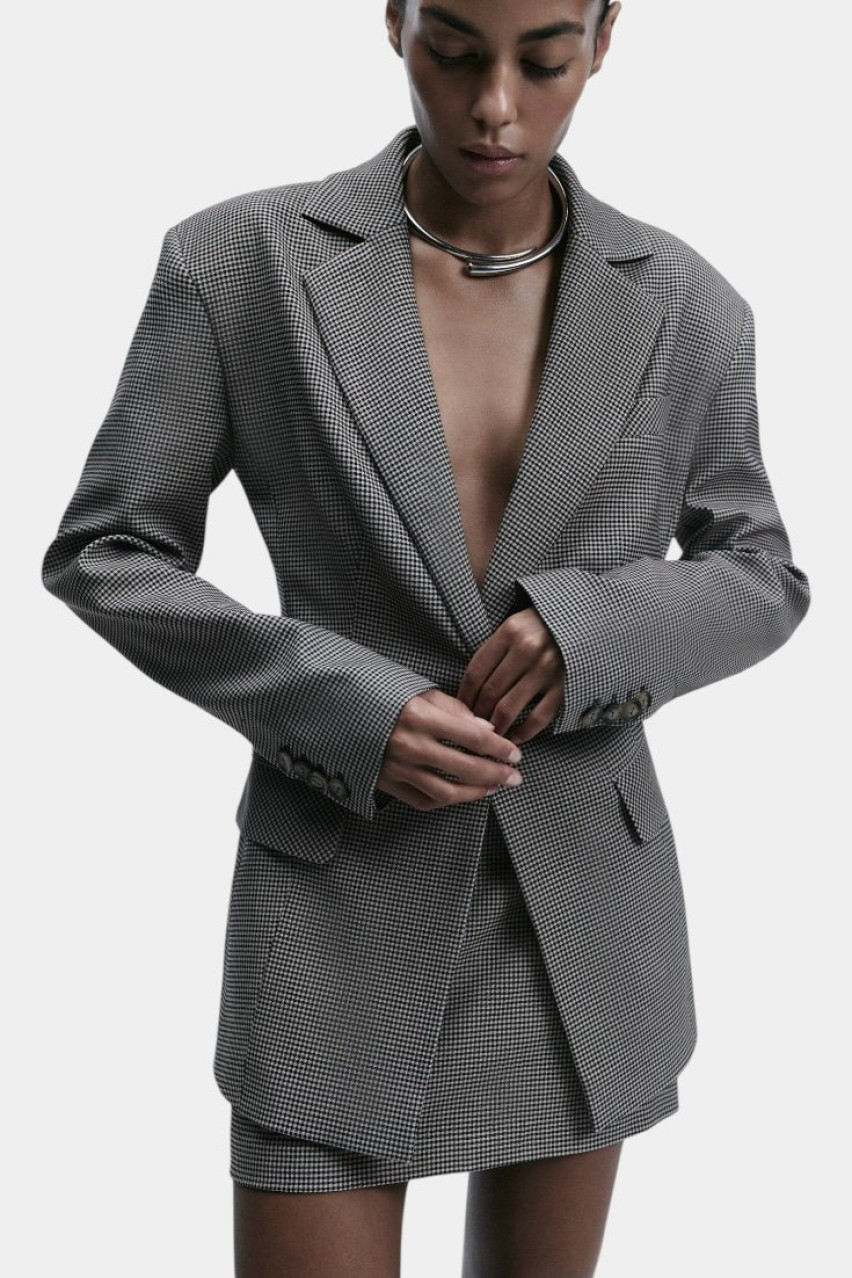 Коричневый жакет в клетку 151 LILI MAGER