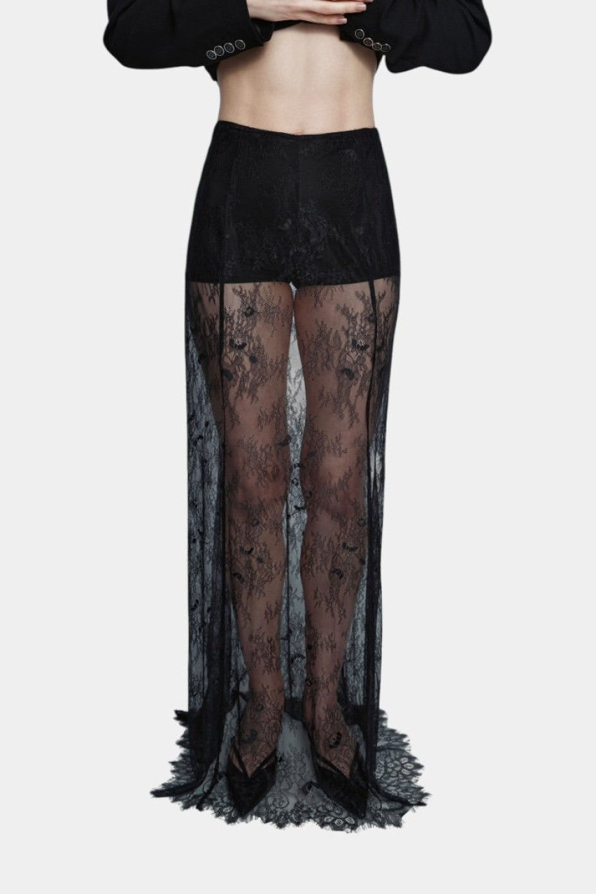Черная кружевная максиюбка с шортами 165 LILI MAGER
