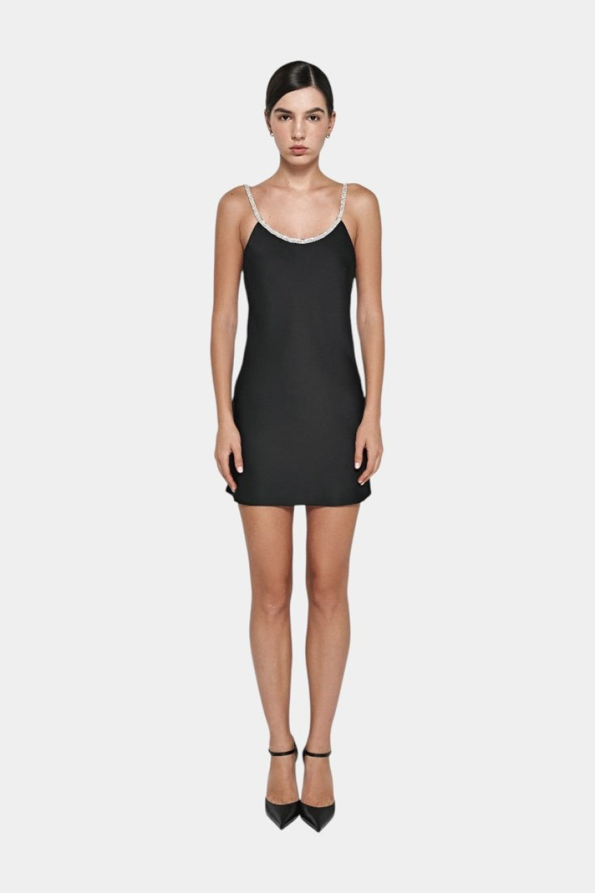 Черное миниплатье с камнями 111 LILI MAGER