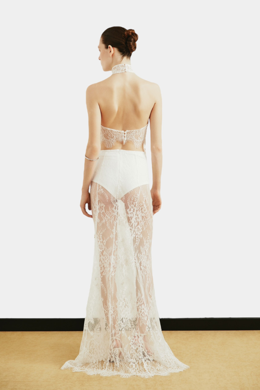 Біла мереживна максіспідниця з шортами LILI MAGER