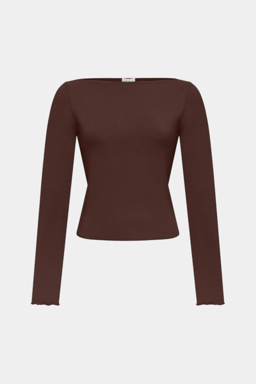 Шоколадний базовий лонгслів LL10858 LONDI