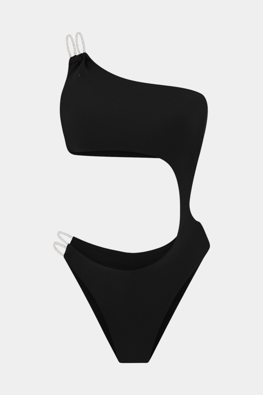 Чорний суцільний купальник Bali зі стразами LUCKYREEF