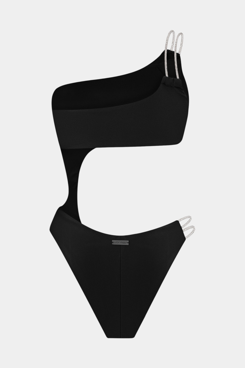 Чорний суцільний купальник Bali зі стразами LUCKYREEF