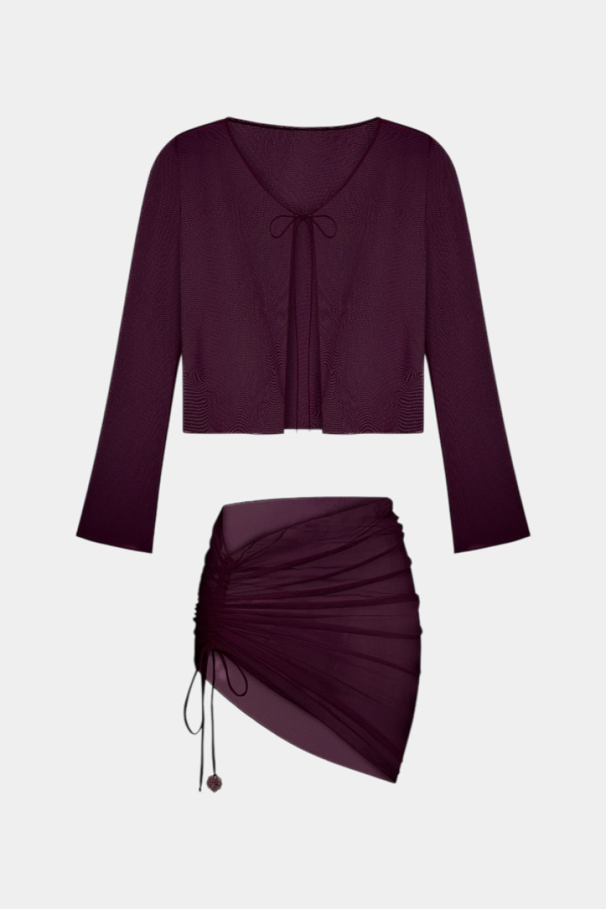 Бордовый комплект Luna из сетчатой ​​ткани LUCKYREEF