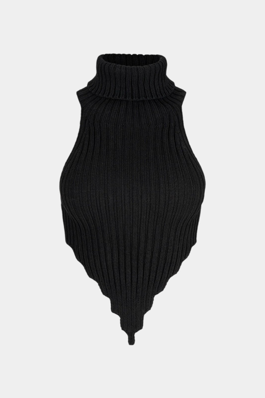 Чорний вʼязаний топ Queen LUKAVA