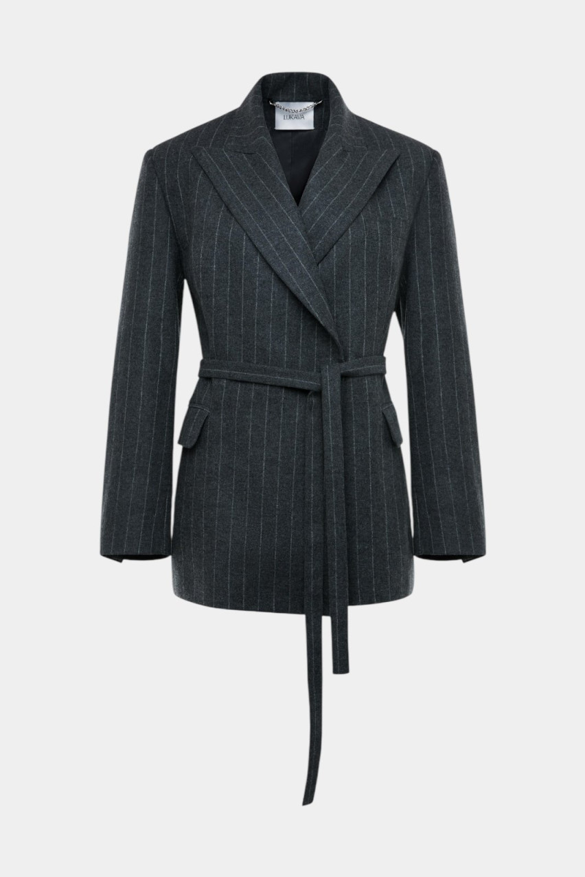 Серый жакет в полоску LUKAVA