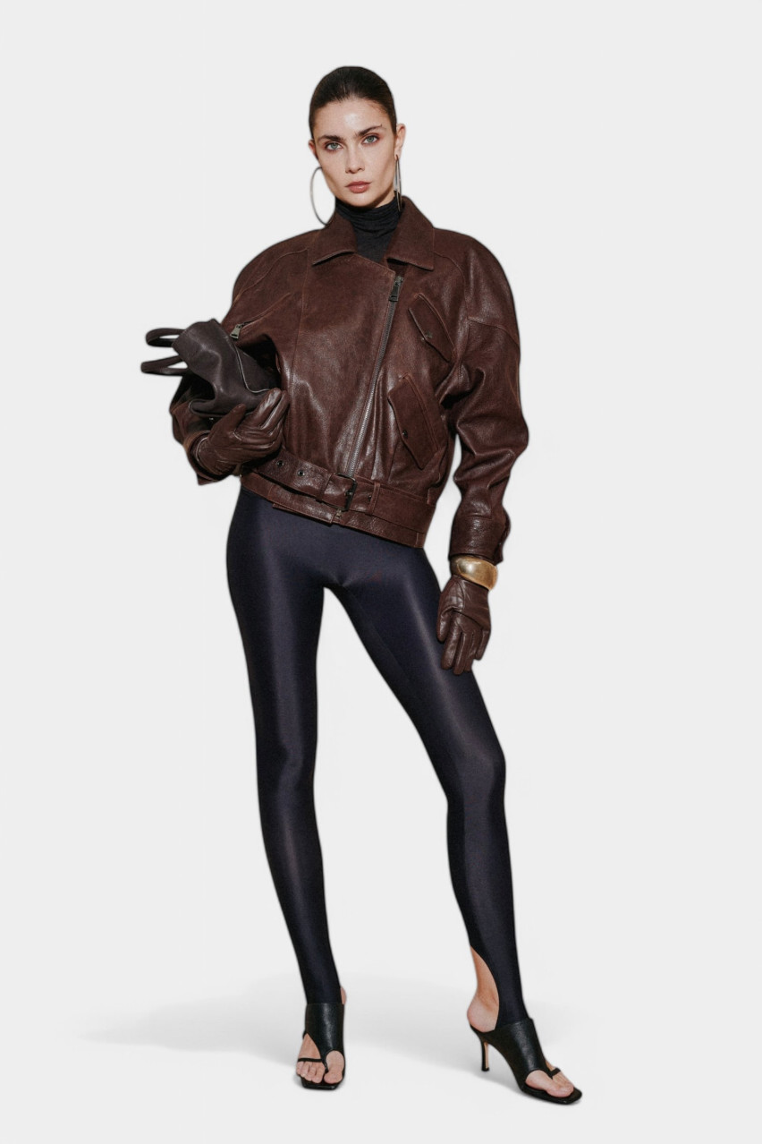 Коричневая кожаная куртка LUKAVA