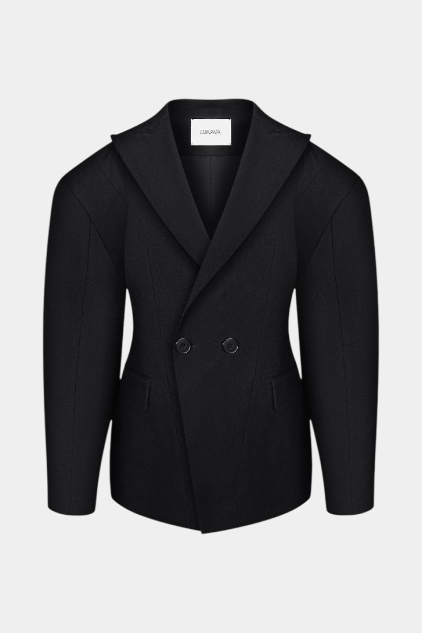 Черный жакет Frame с акцентными плечами LUKAVA