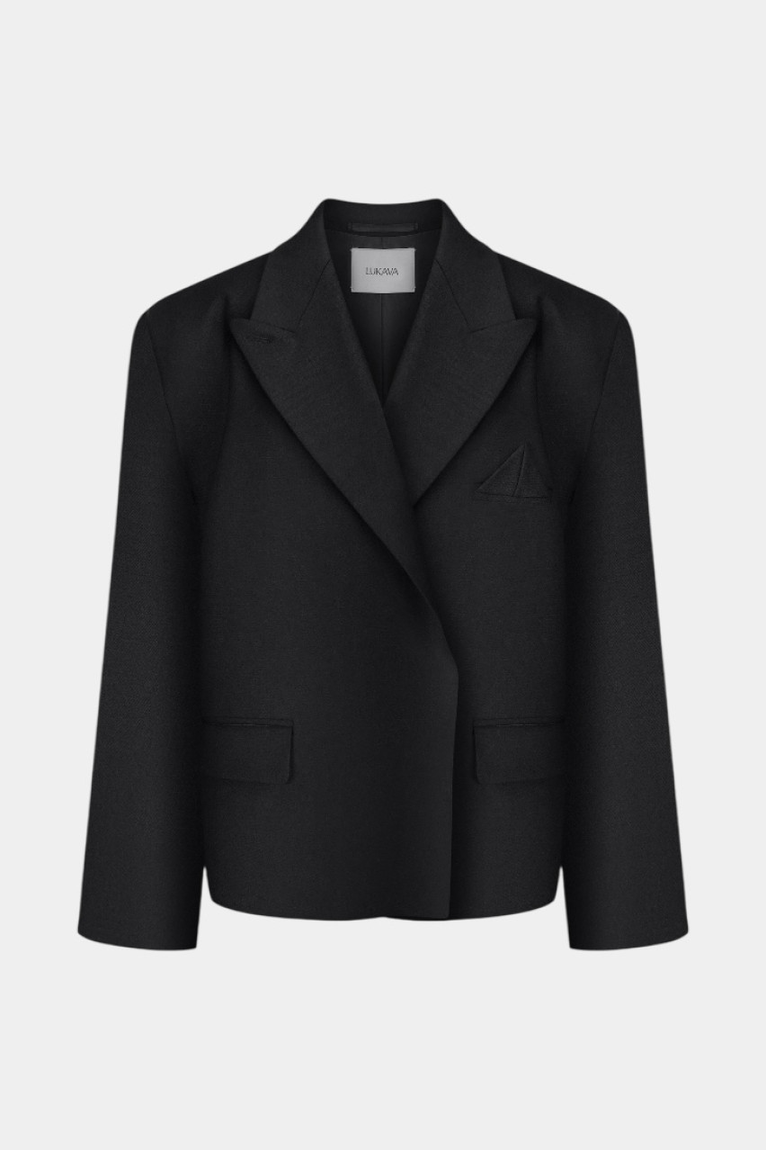 Черный костюмный жакет Void с поясом LUKAVA
