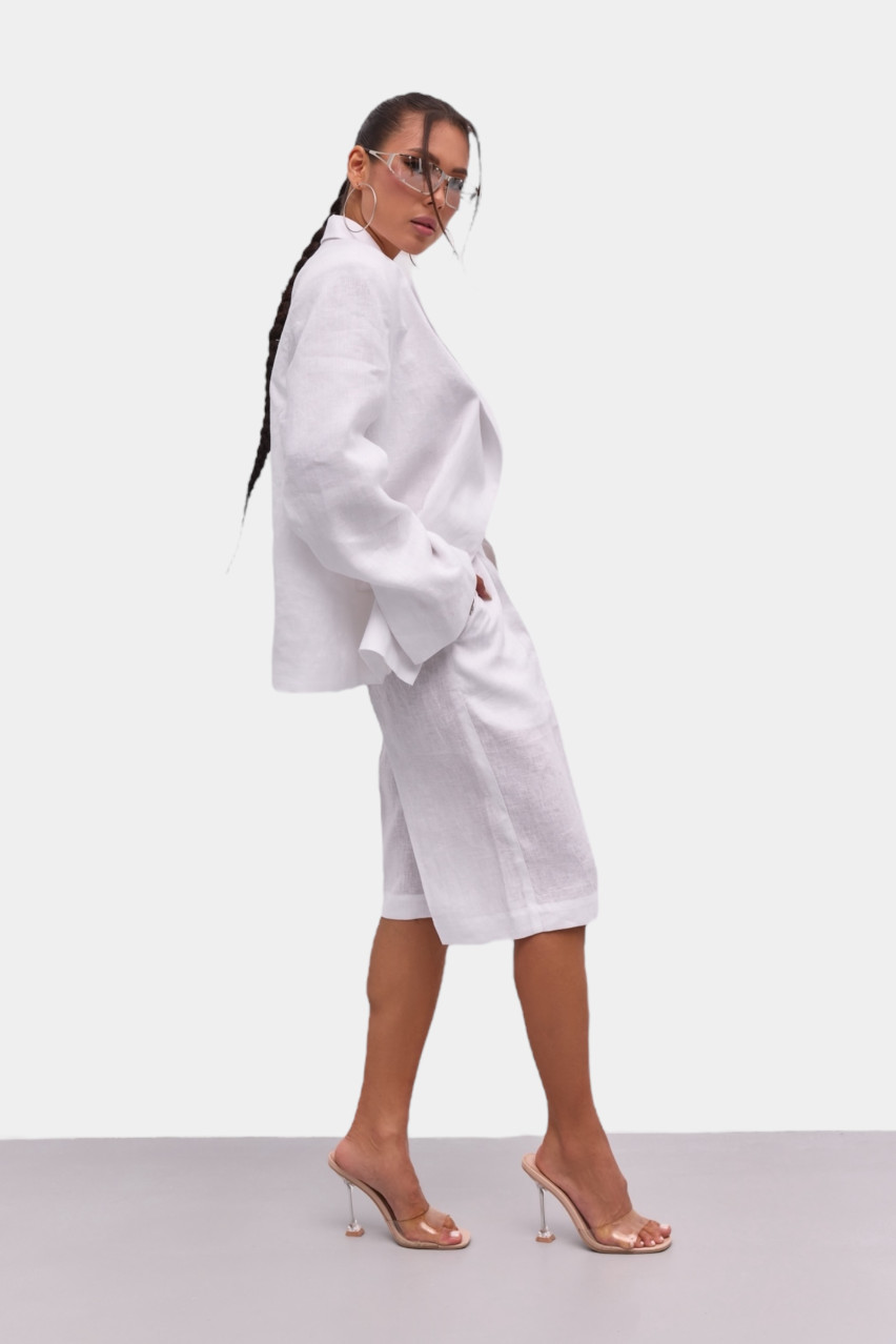 Білі лляні шорти-бермуди LUKAVA