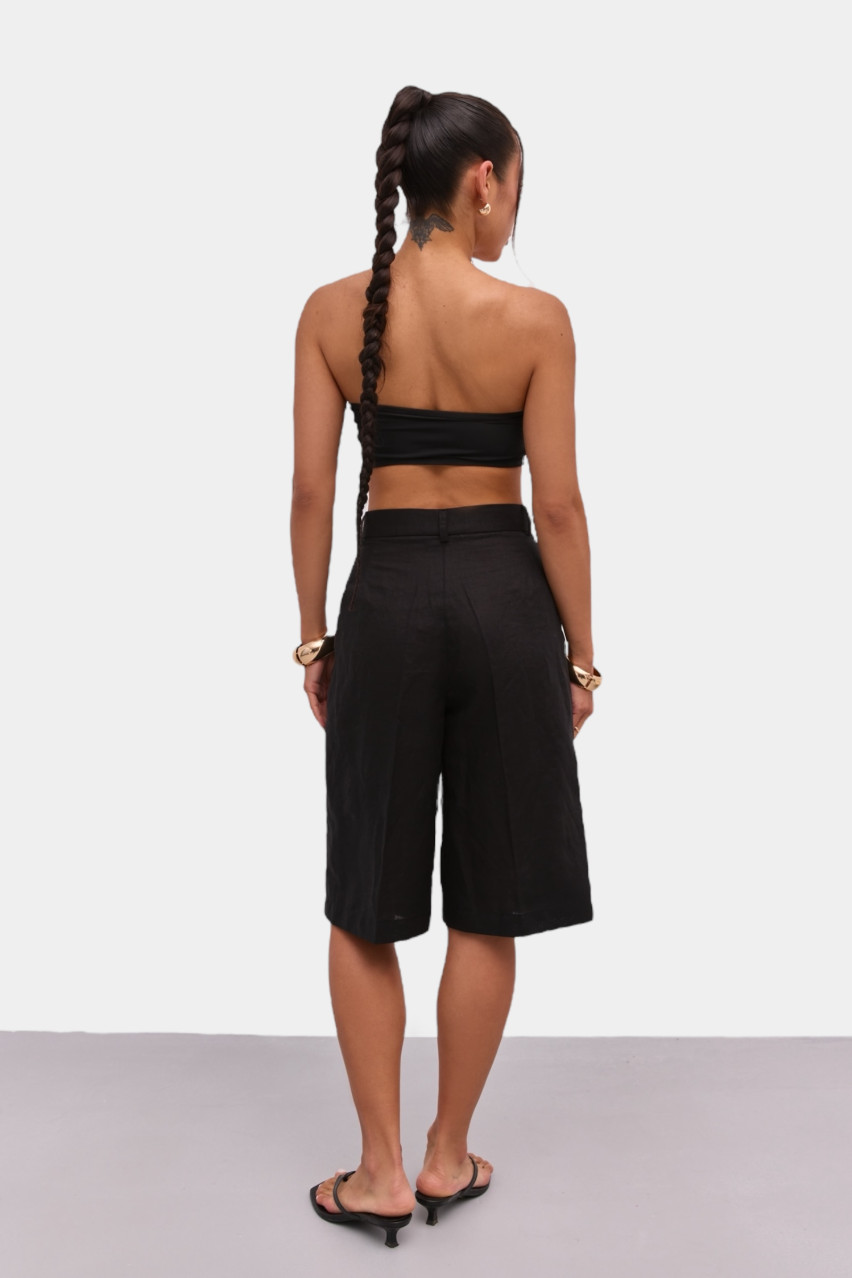 Чорні лляні шорти-бермуди LUKAVA