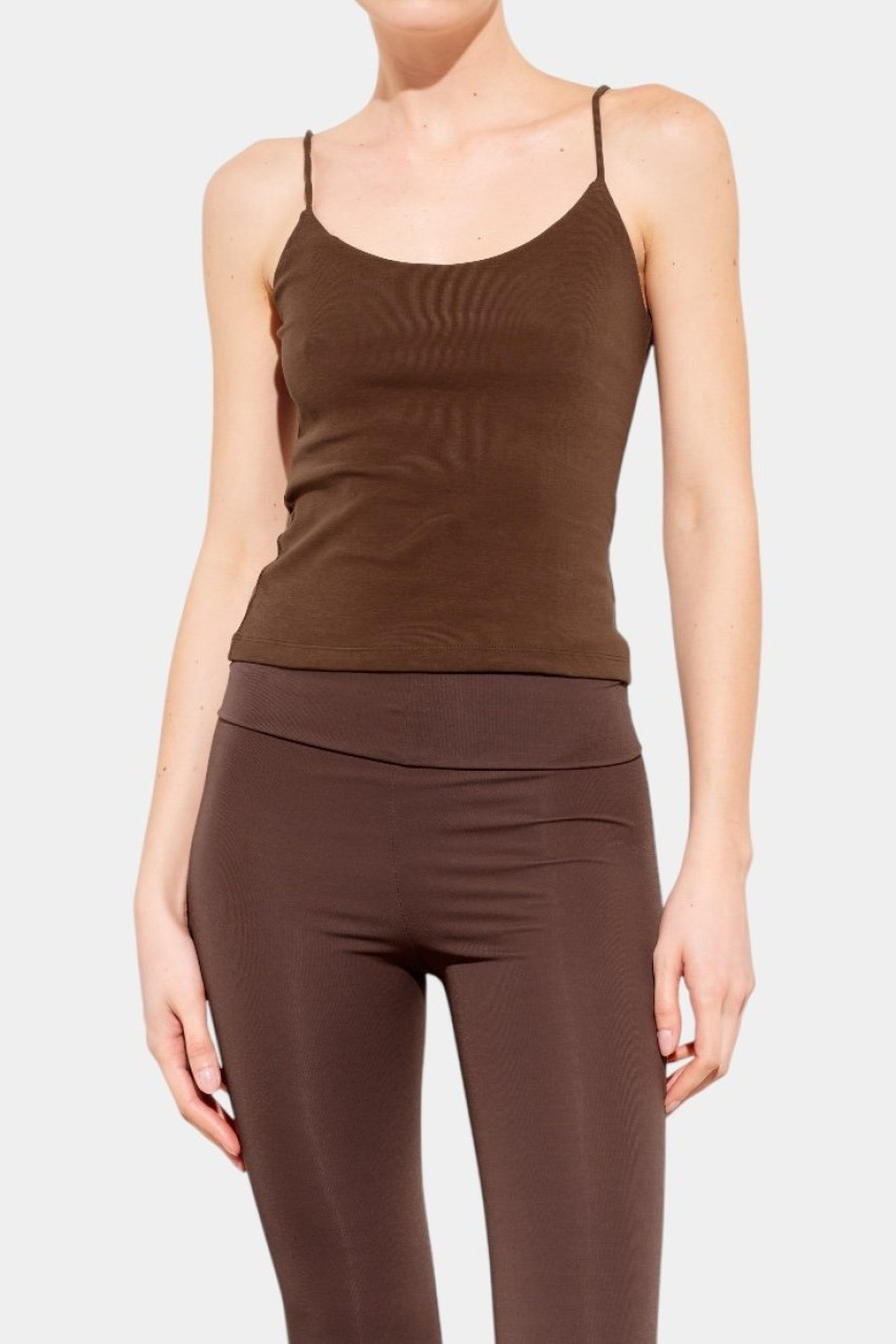 Коричнева бавовняна майка LC240031 LUMINA