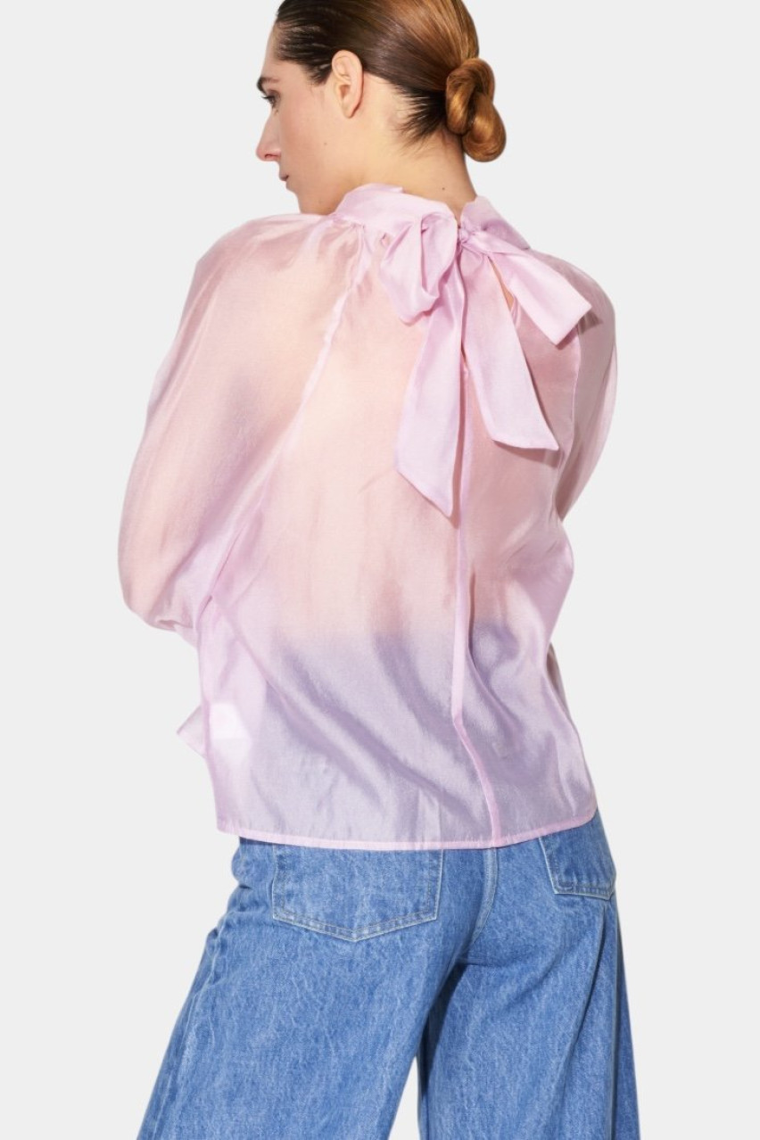 Рожева блуза з V-подібним вирізом LC240495 LUMINA