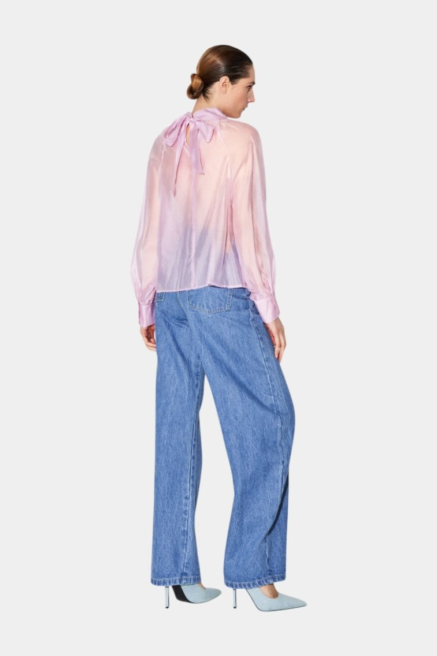 Рожева блуза з V-подібним вирізом LC240495 LUMINA