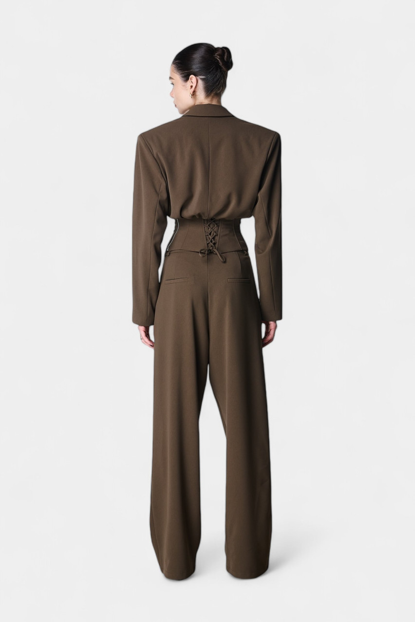 Шоколадні класичні брюки-палаццо LIBERTY