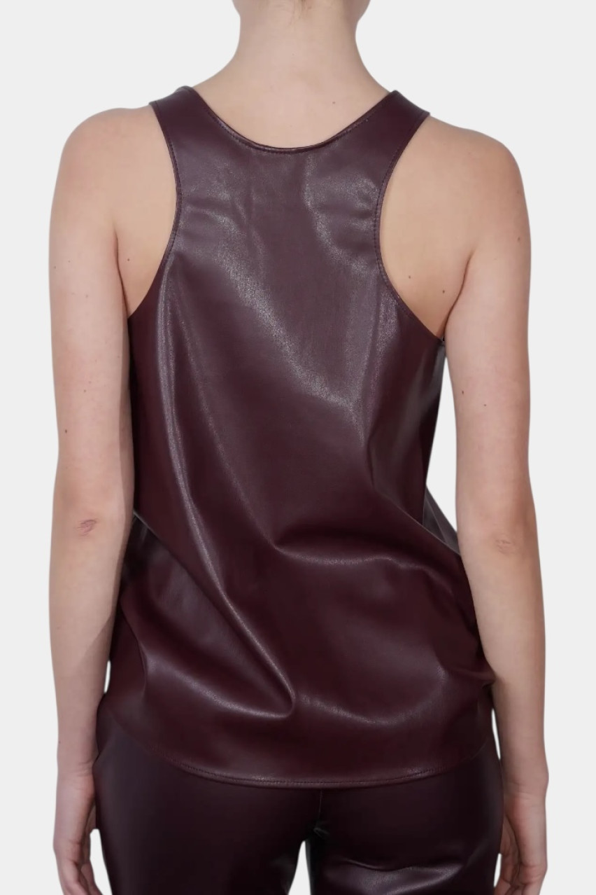 Бордовая майка из экокожи LIBERTY