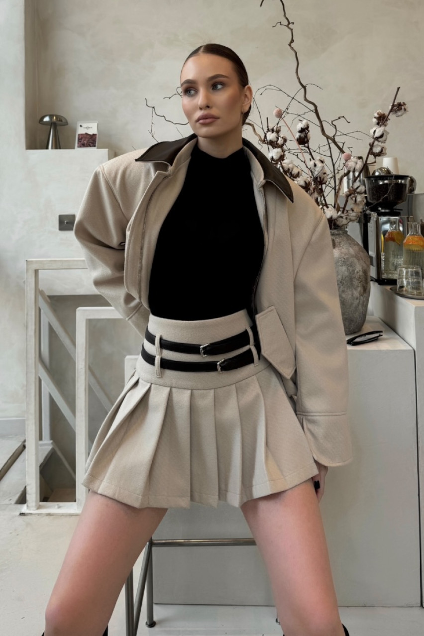 Молочная твидовая юбка-шорты LIBERTY