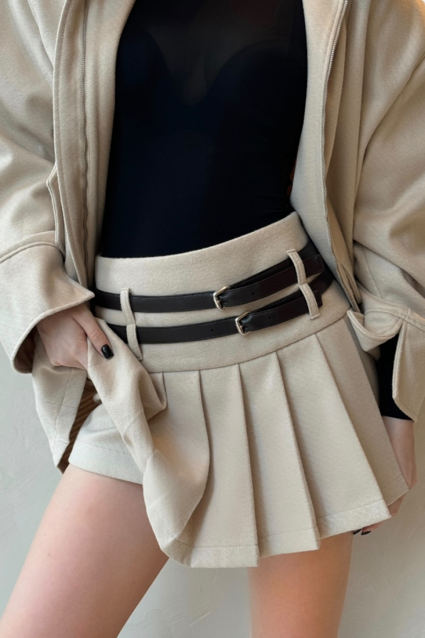 Молочная твидовая юбка-шорты LIBERTY