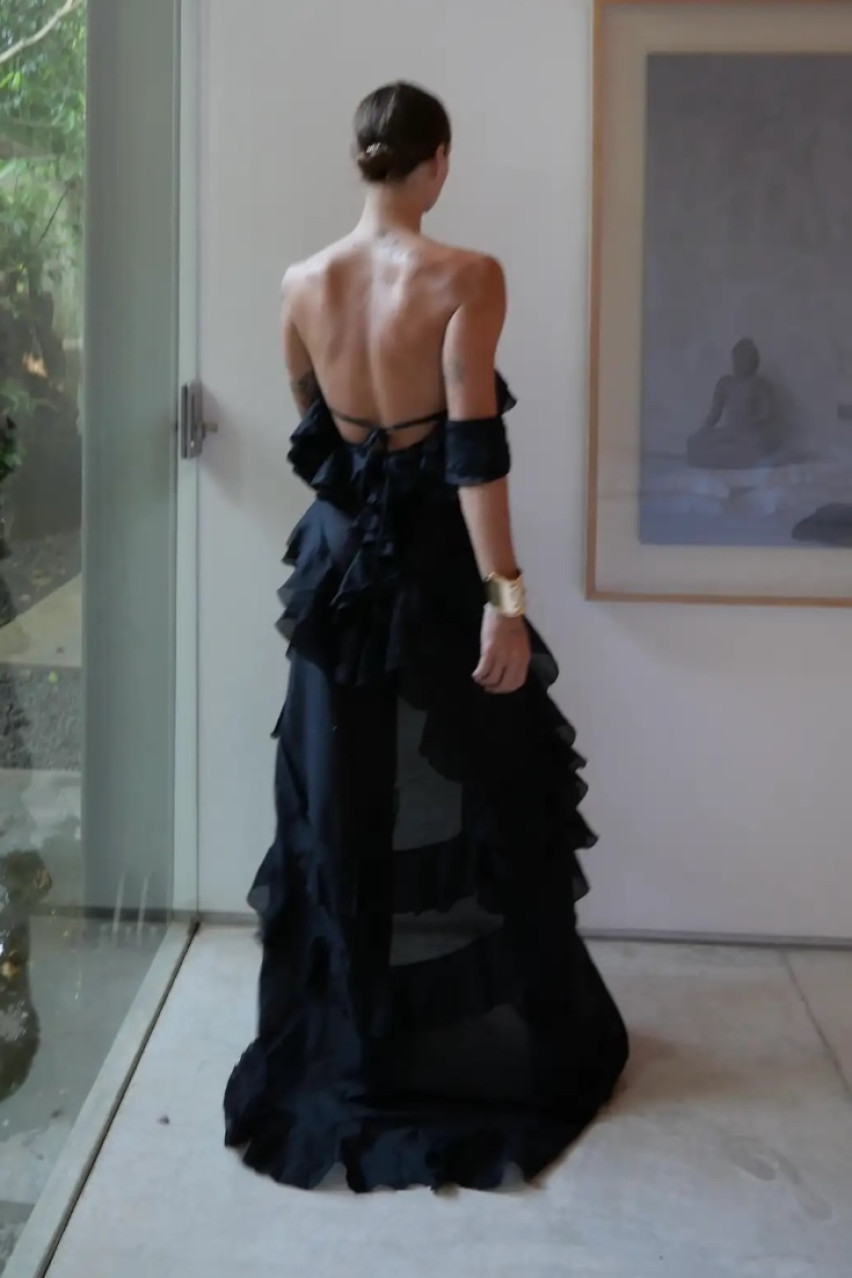 Черное платье с воланами в стиле бохо LIBERTY