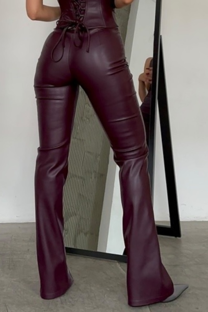 Бордовые брюки из экокожи LIBERTY