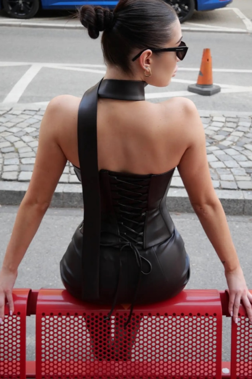 Шоколадний корсет з екошкіри LIBERTY