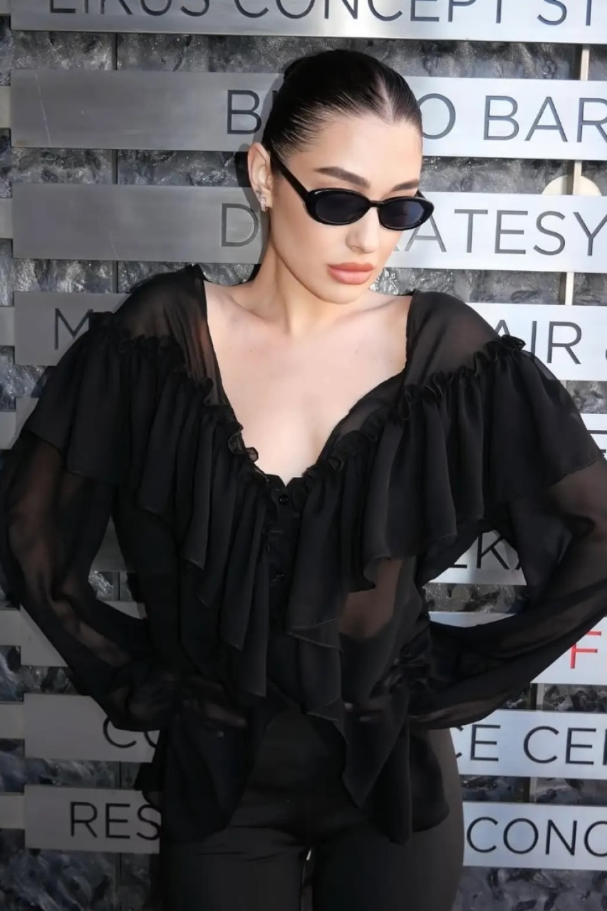 Чорна шифонова блуза в стилі бохо LIBERTY