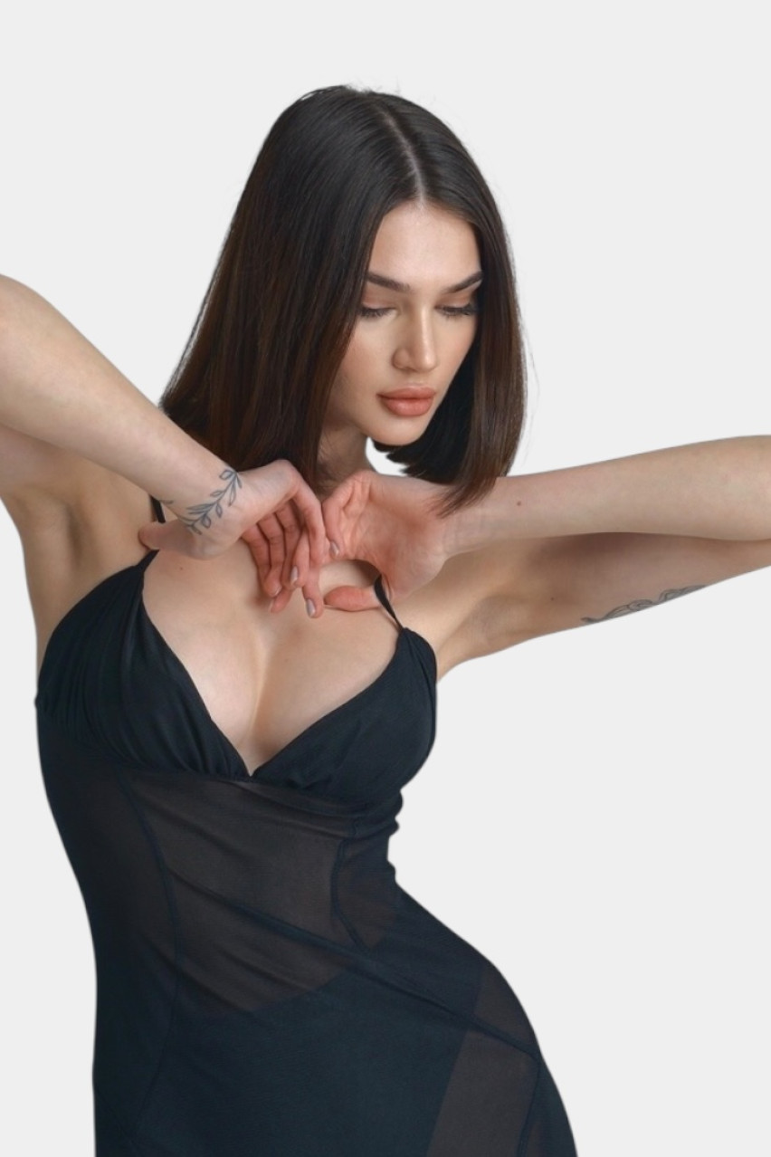 Черное прозрачное максиплатье LIBERTY