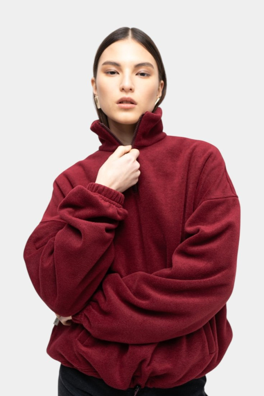 Бордовая флисовая кофта sp25-fleece-bordo MATCH DENIM