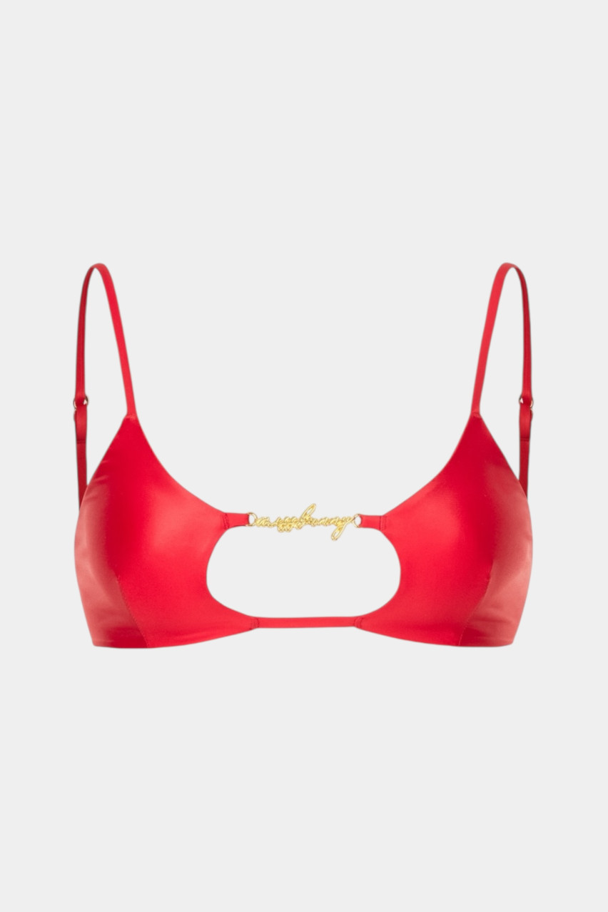 Красный верх от купальника Drop с золотой фурнитурой MISSTIC