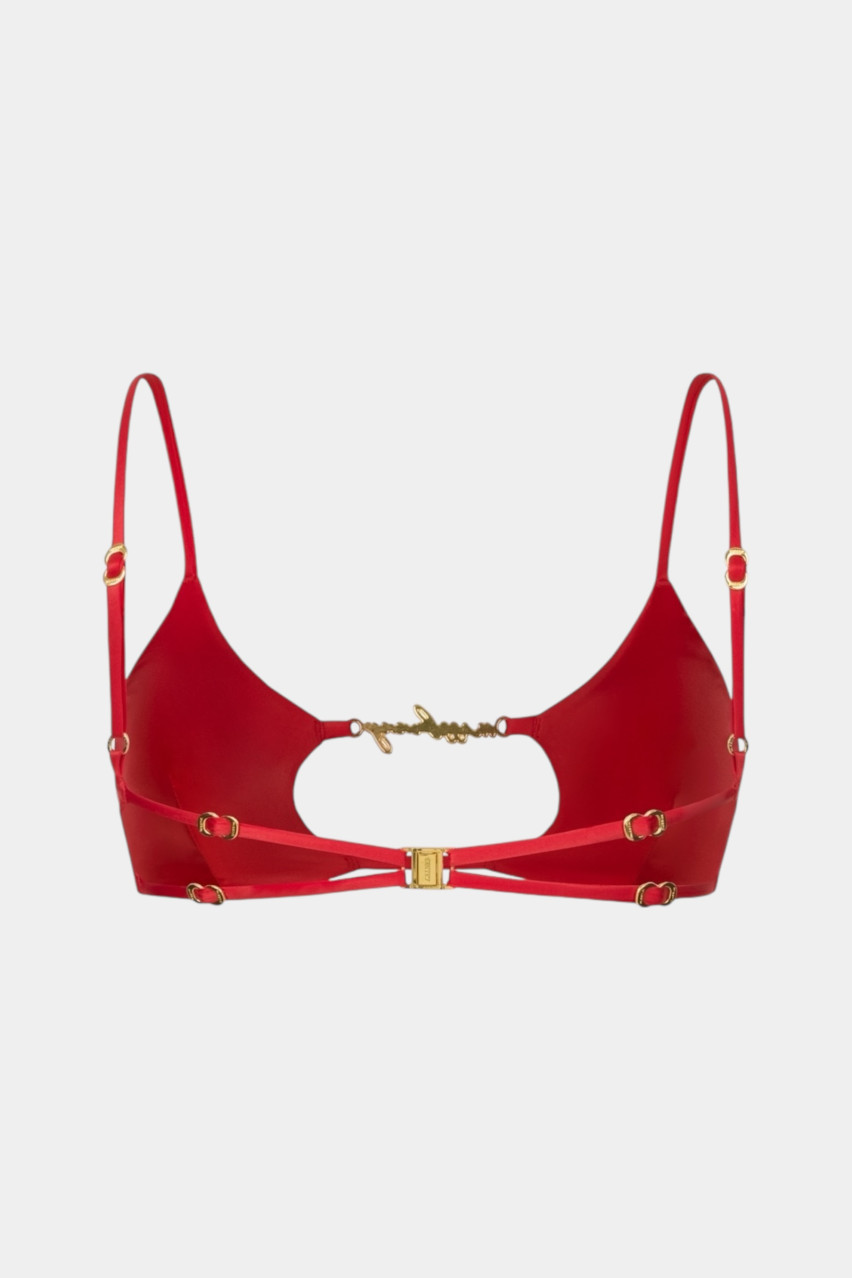 Красный верх от купальника Drop с золотой фурнитурой MISSTIC