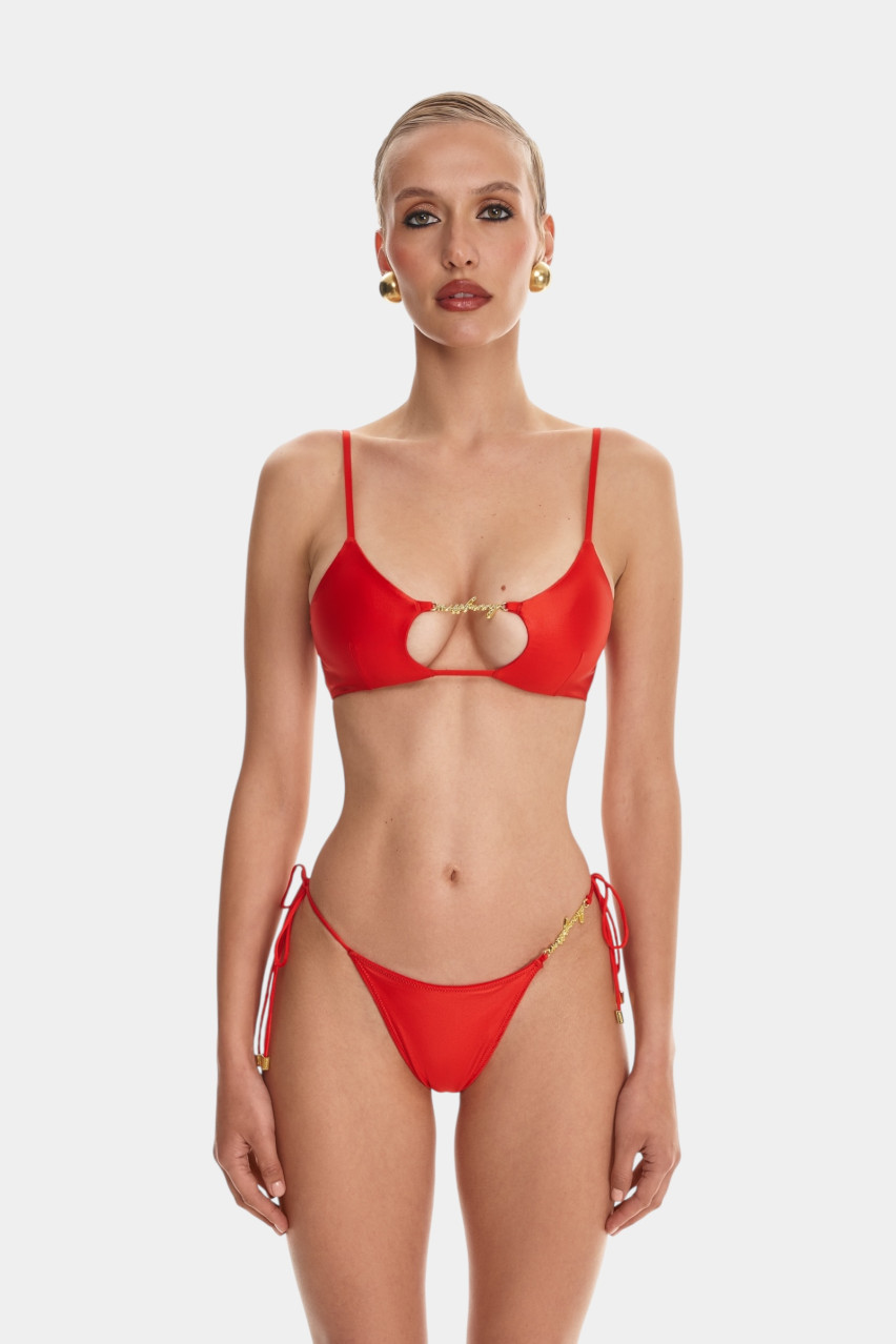 Красный верх от купальника Drop с золотой фурнитурой MISSTIC