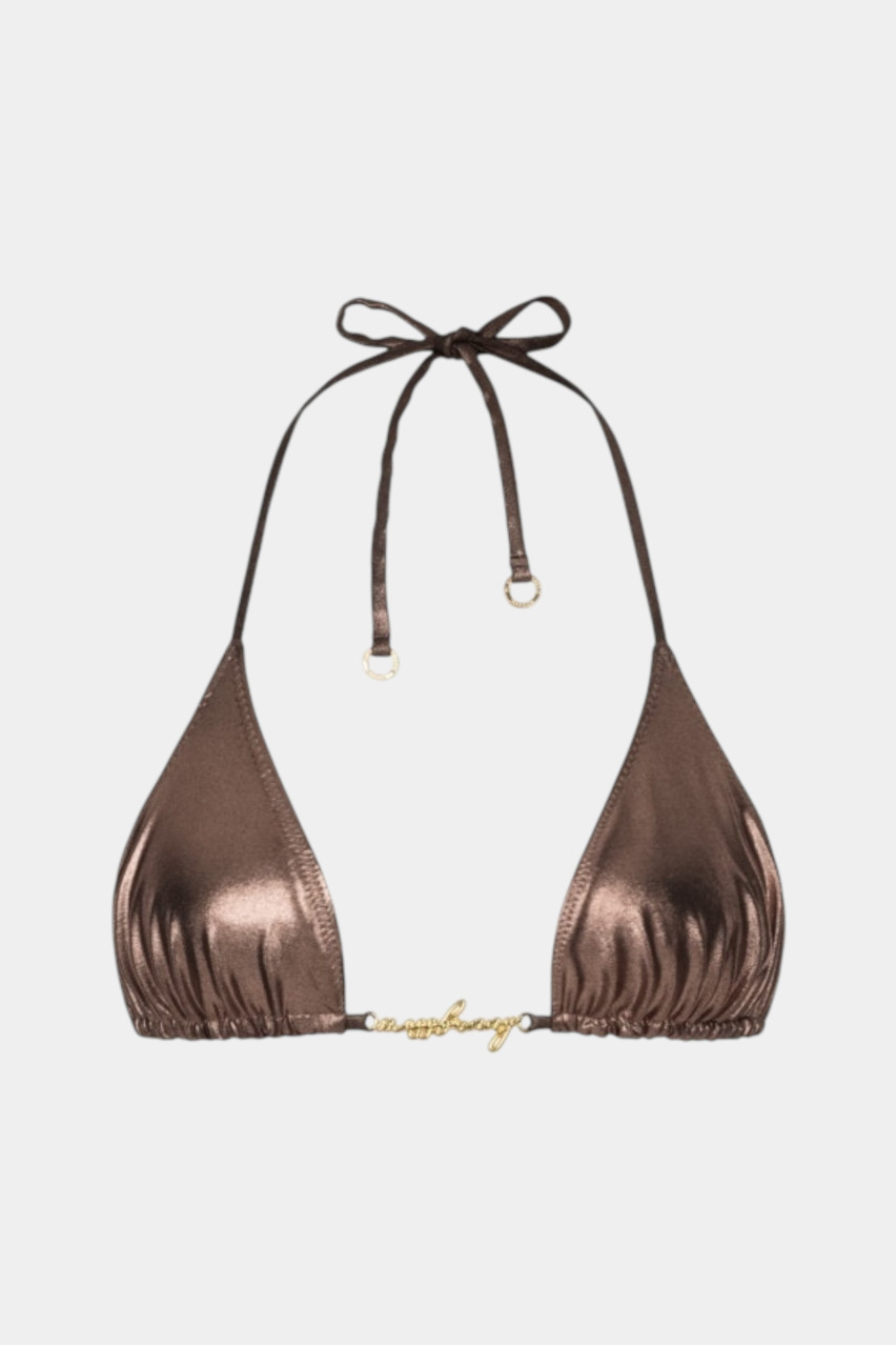 Коричневый верх от купальника Naomi с золотой фурнитурой MISSTIC