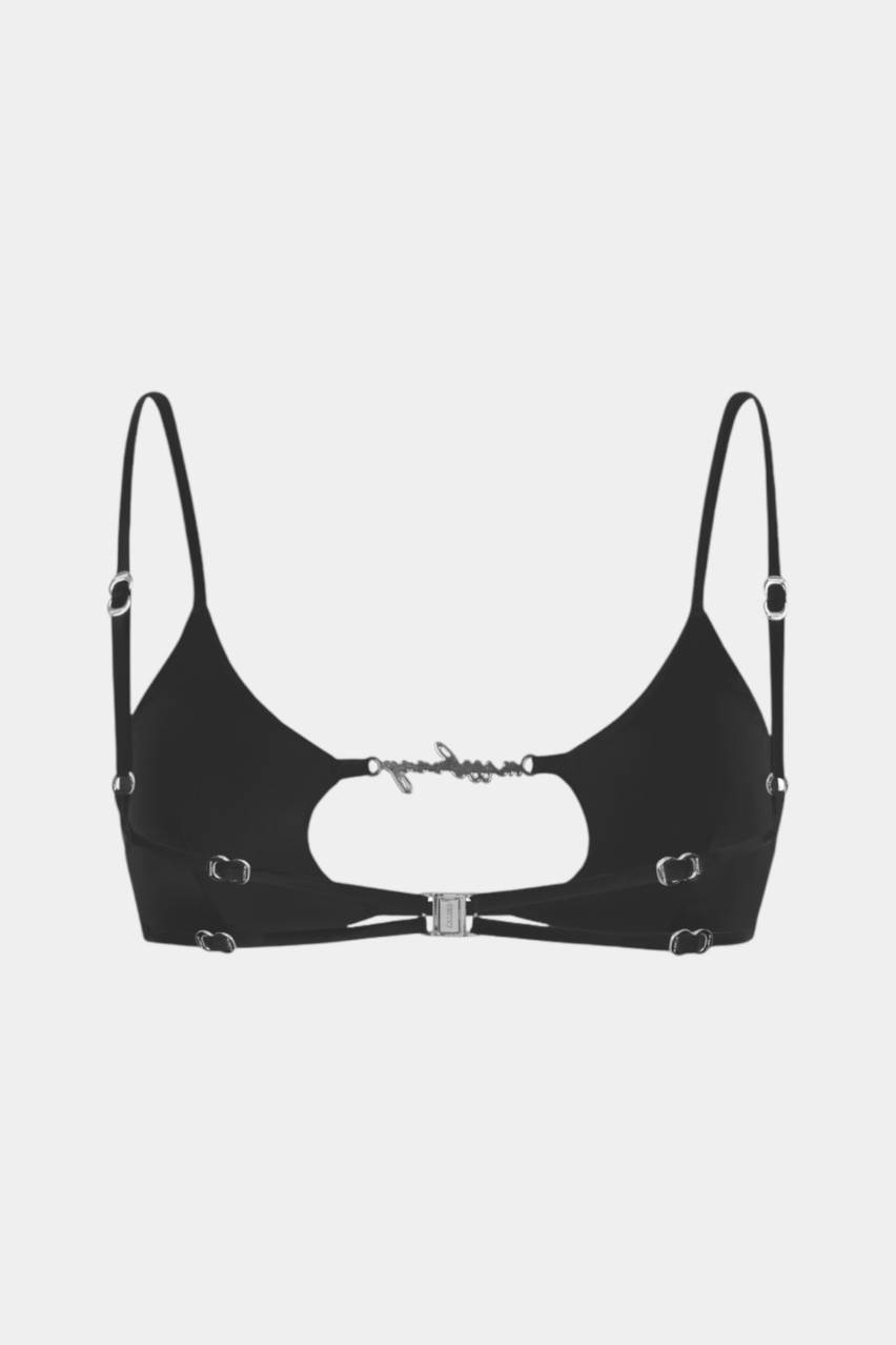 Черный верх от купальника Drop с серебряной фурнитурой MISSTIC