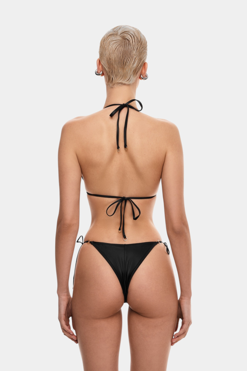 Чорний верх від купальника Sun Pirsing зі срібною фурнітурою MISSTIC