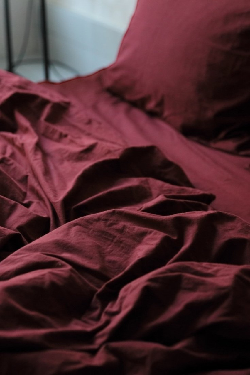 Комплект бордового постельного белья «Bordo» (Евро на резинке 160х200) MONHOME