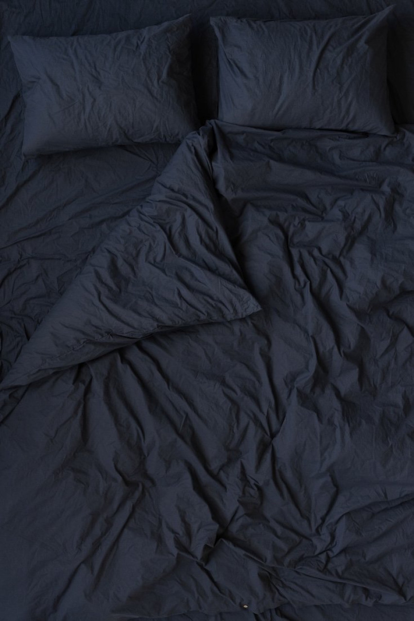 Комплект темно-синего постельного белья «Deep» (Евро на резинке 160х200) MONHOME