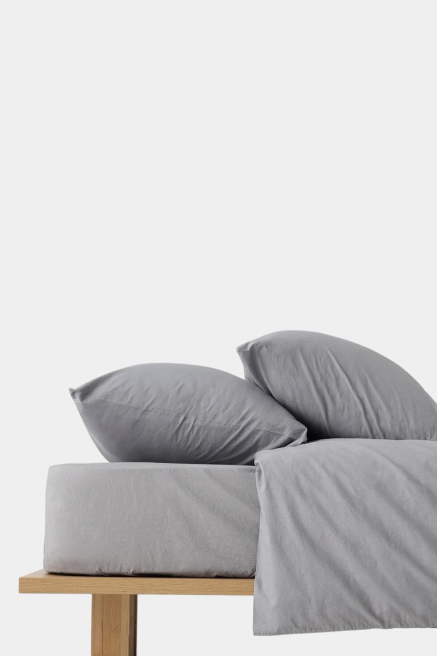 Сіре простирадло «Wind» на резинці (160х200) MONHOME