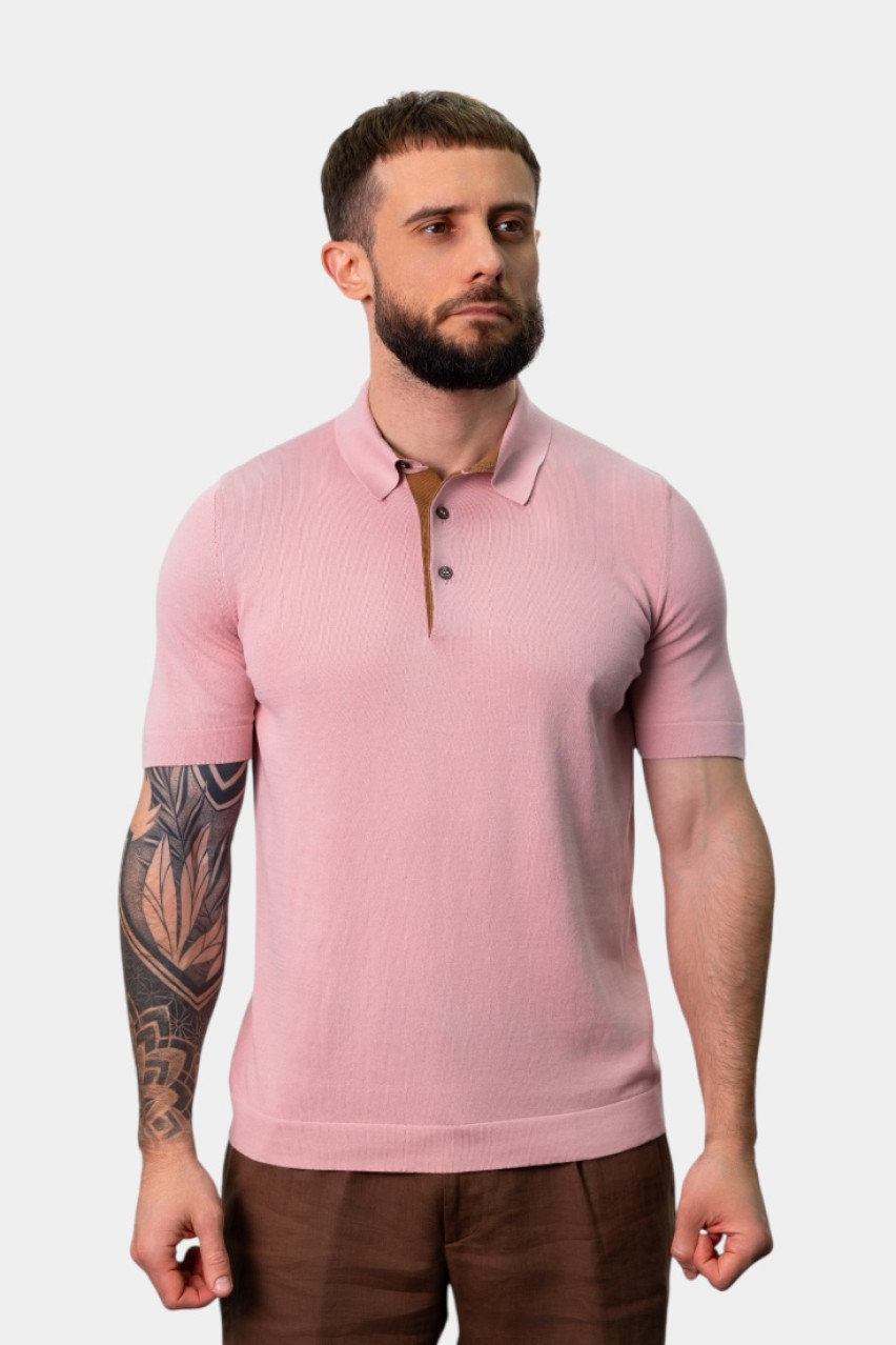 Рожеве поло з контрастною підкладкою 57149\20669 219 Gran Sasso