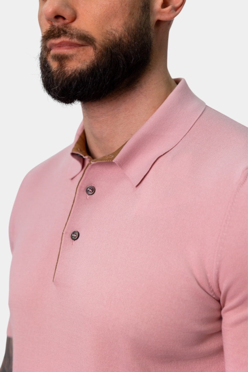 Рожеве поло з контрастною підкладкою 57149\20669 219 Gran Sasso