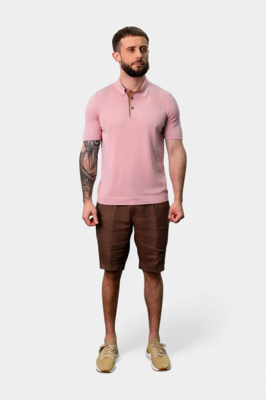 Рожеве поло з контрастною підкладкою 57149\20669 219 Gran Sasso